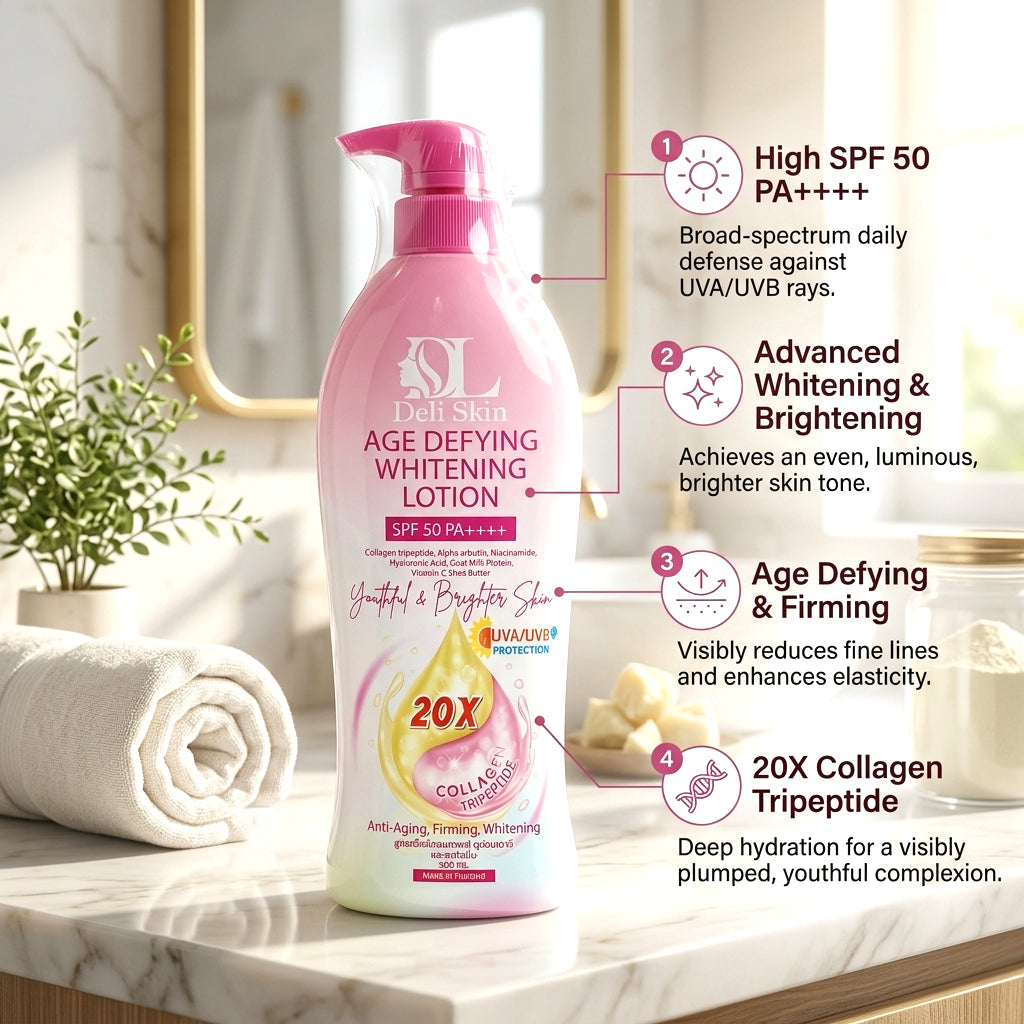 Deli Skin Age Defying Whitening Lotion SPF50 PA++++ 500ml
