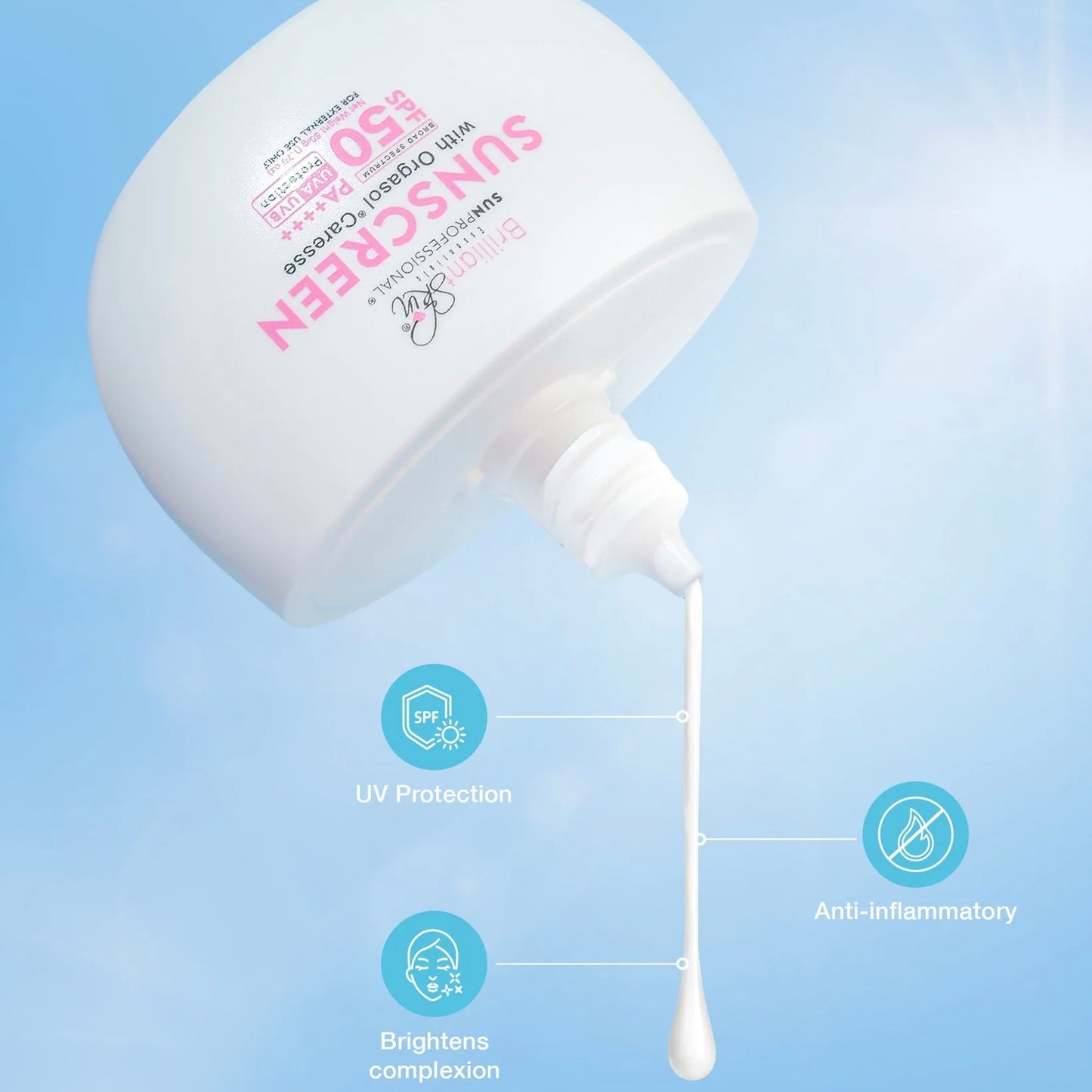Brilliant Skin Sun Professional Sunscreen with Orgasol® Caresse SPF 50 PA++++ 50g