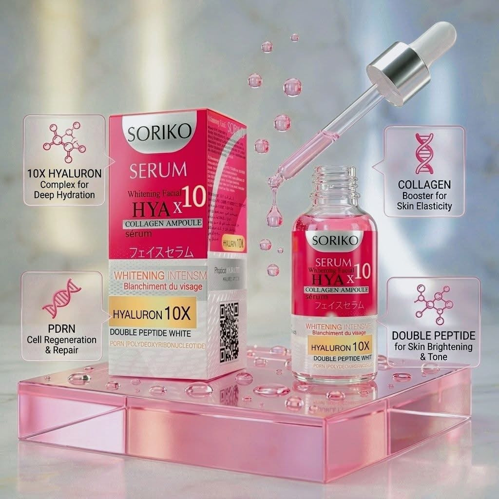 Soriko Whitening Facial HYA X10 Collagen Ampoule Serum 30ml