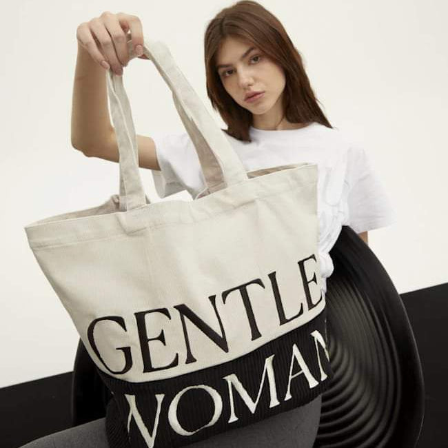 GW Safari Sensation Corduroy Tote - Black/Cream