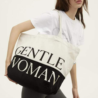 GW Safari Sensation Corduroy Tote - Black/Cream