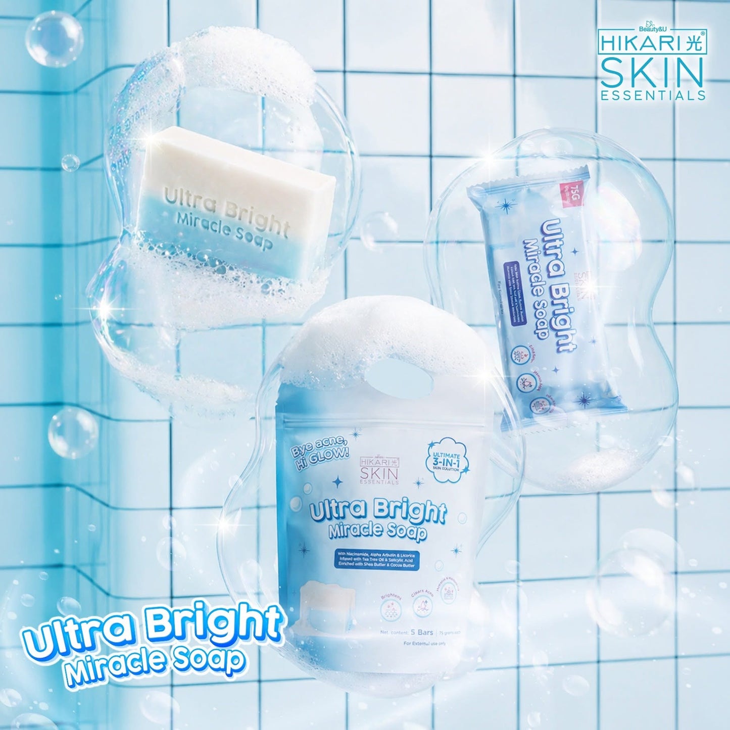 Hikari Skin Essentials Ultra Bright Miracle Soap (5 bars x 75g)