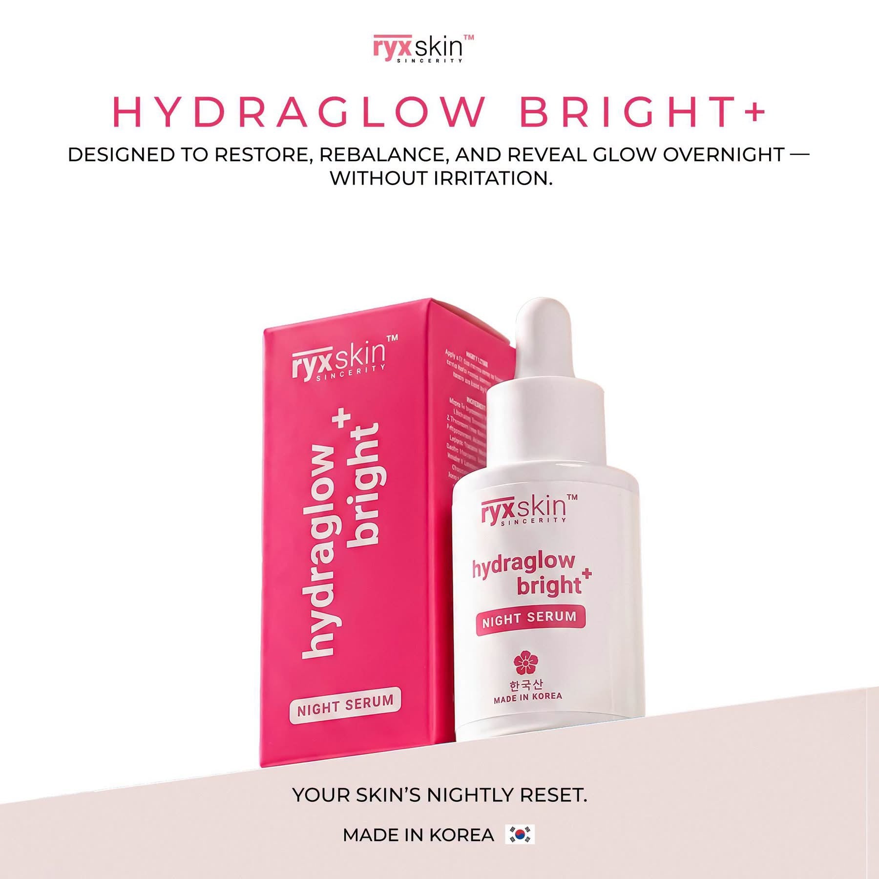 RYX Skin HydraGlow Bright+ Night Serum 30ml