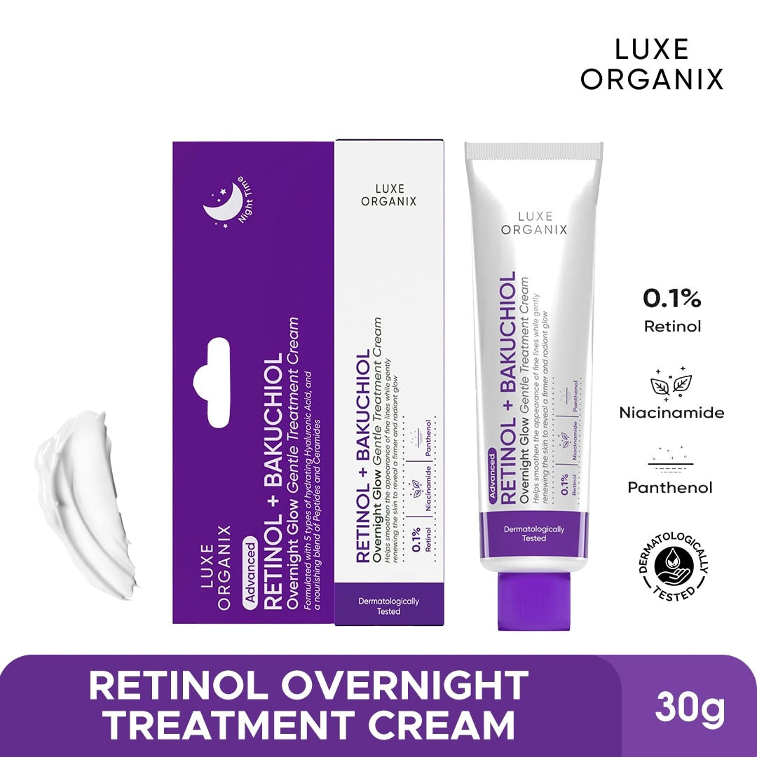 Luxe Organix Retinol + Bakuchiol Overnight Glow Gentle Treatment Cream 30g