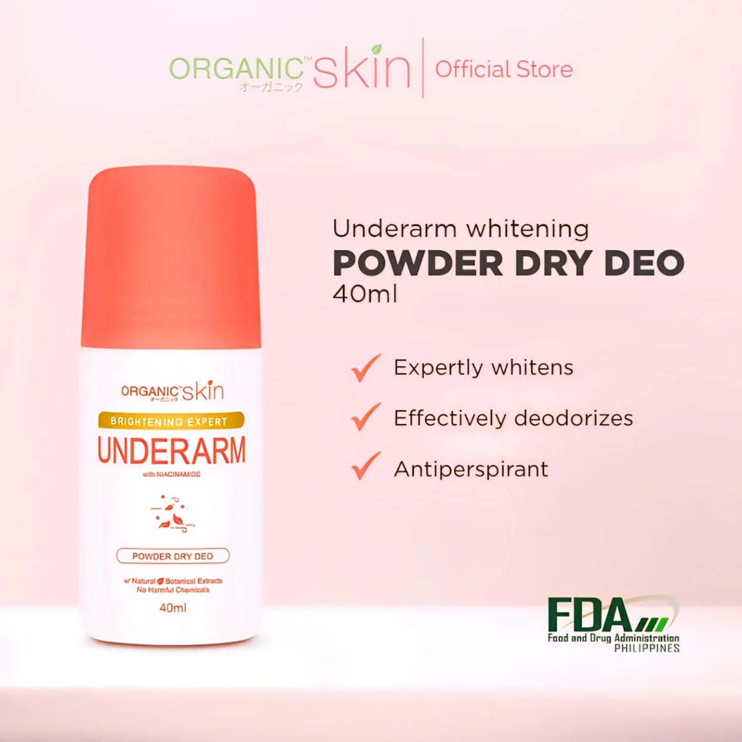 Organic Skin Japan 4x Intensive Whitening Powder Dry Deodorant 40ml