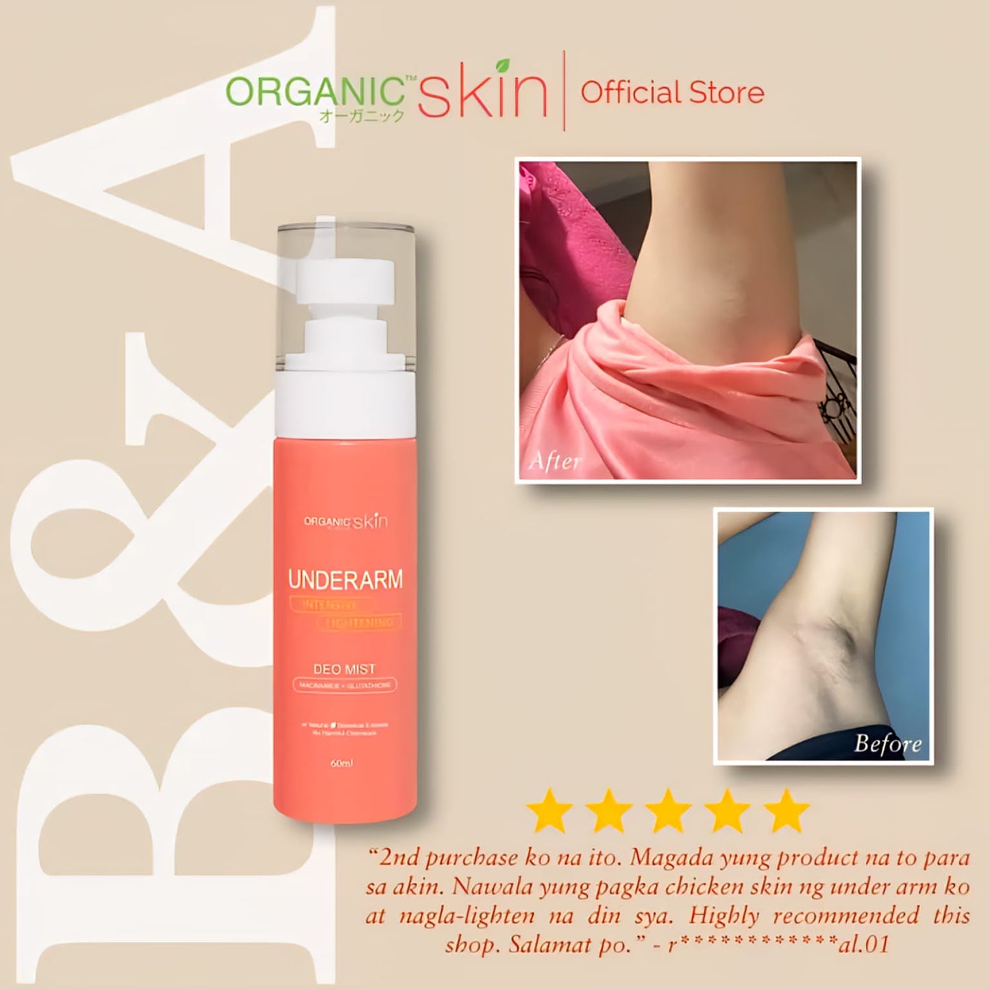 Organic Skin Japan Intensive Whitening Underarm Deo Mist Spray 60ml
