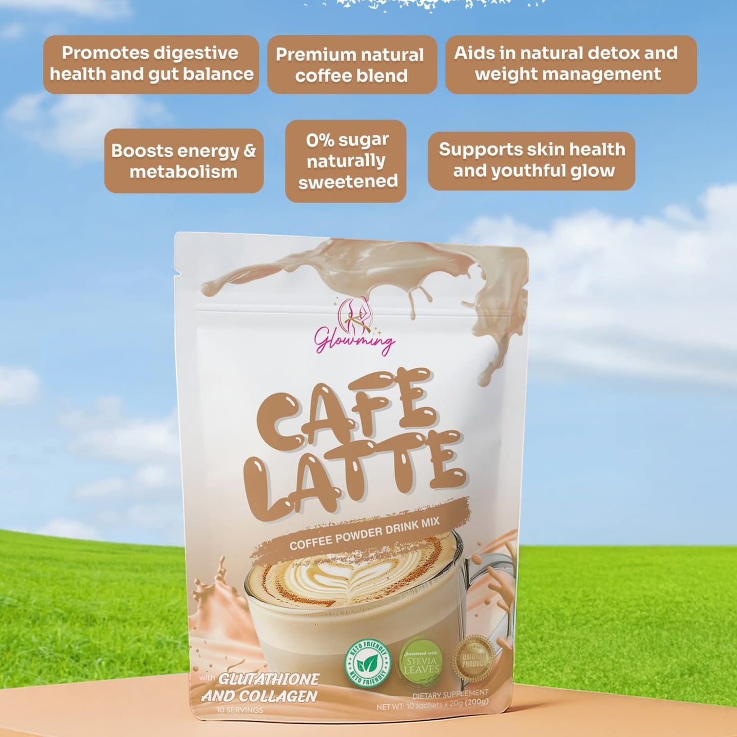 Glowming Cafe Latte Coffee Powder Drink Mix
