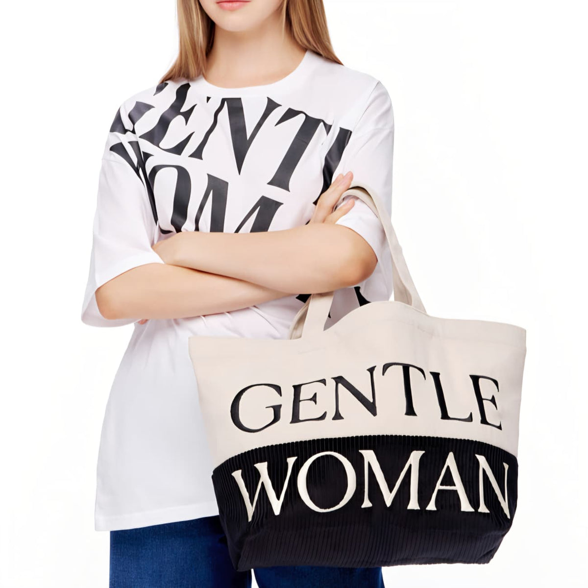 GW Safari Sensation Corduroy Tote - Black/Cream