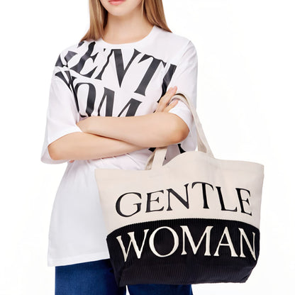 GW Safari Sensation Corduroy Tote - Black/Cream