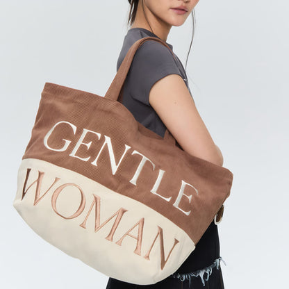 GW Safari Sensation Corduroy Tote - Cream/Brown