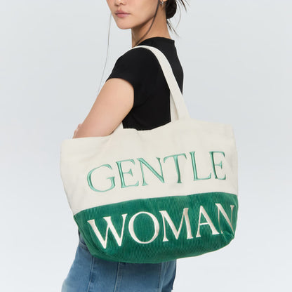 GW Safari Sensation Corduroy Tote - Green/Cream