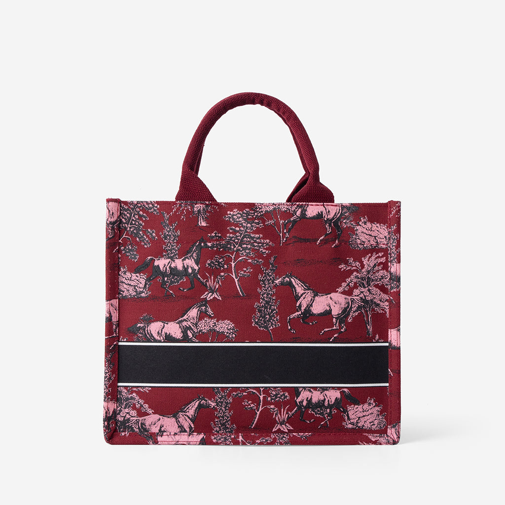 Toile Horse Mini Canvas Tote - Red