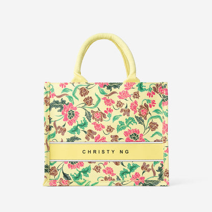 Floral Batik Mini Canvas Tote - Yellow