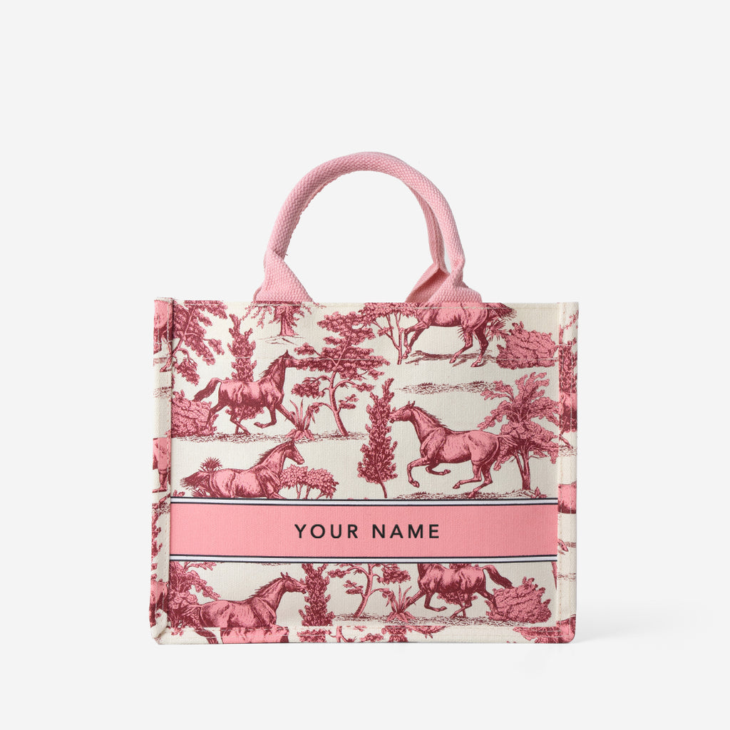 Toile Horse Mini Canvas Tote - White