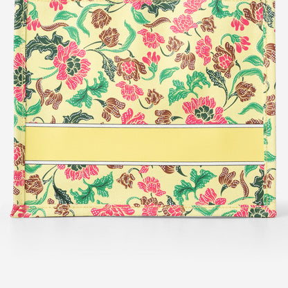 Floral Batik Mini Canvas Tote - Yellow