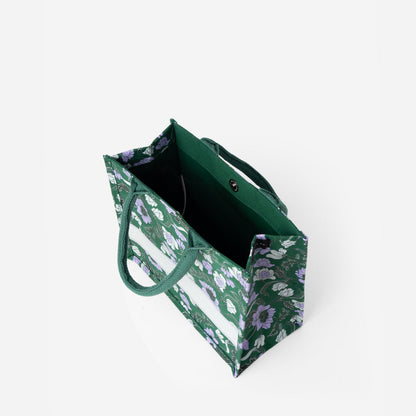 Floral Batik Mini Canvas Tote - Sage Green