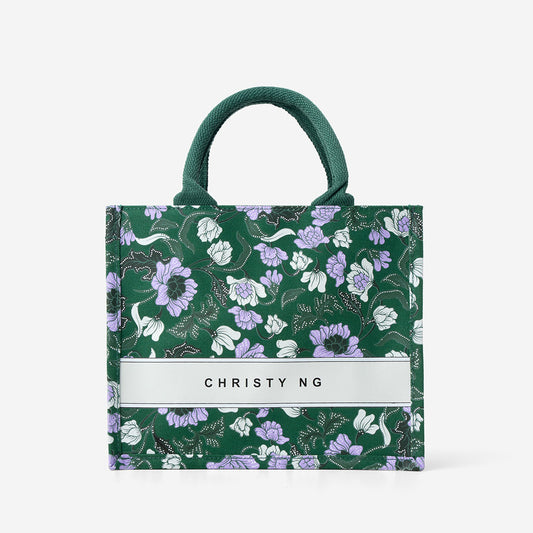 Floral Batik Mini Canvas Tote - Sage Green