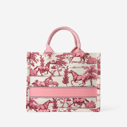 Toile Horse Mini Canvas Tote - White