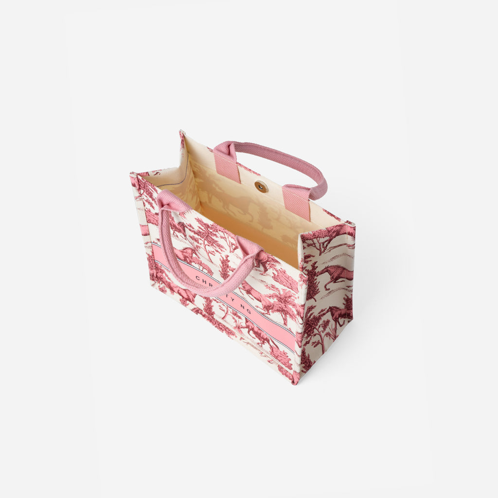 Toile Horse Mini Canvas Tote - White