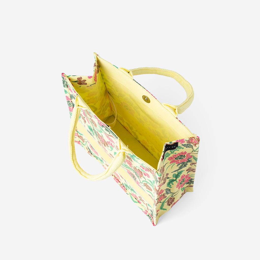 Floral Batik Mini Canvas Tote - Yellow