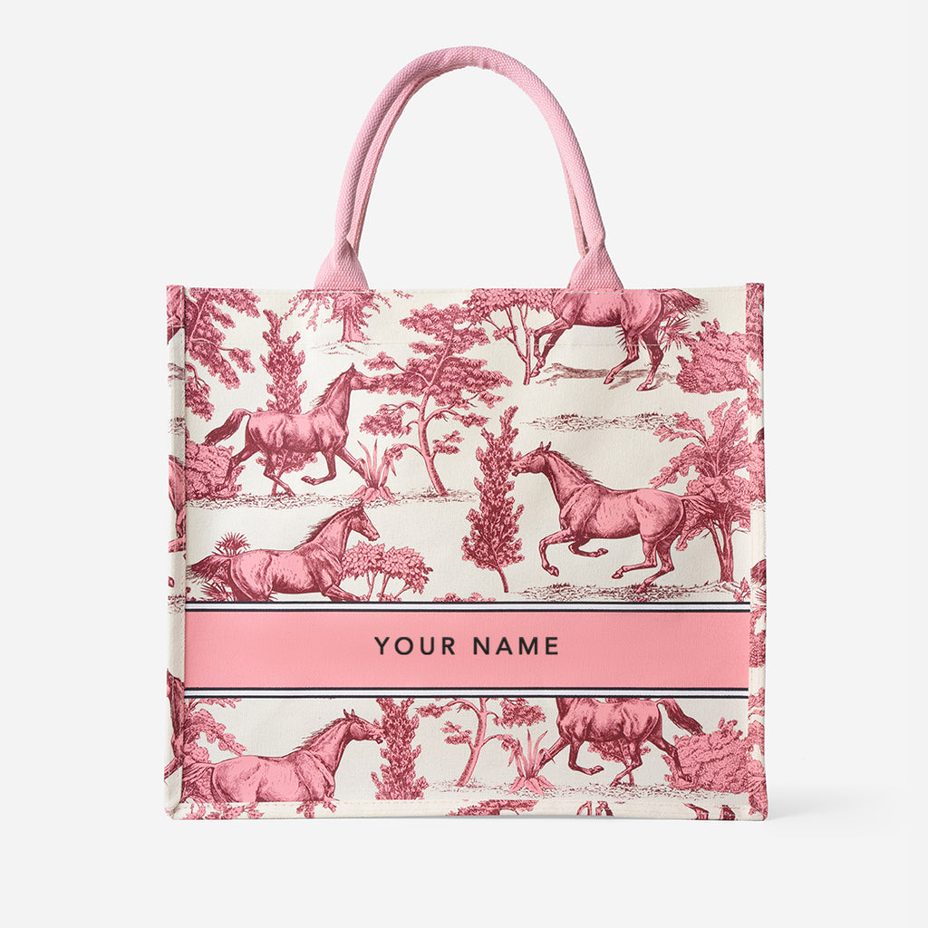 Toile Horse Large Canvas Tote - White