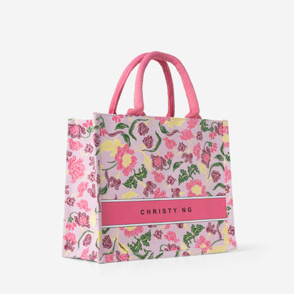 Floral Batik Mini Canvas Tote - Pink