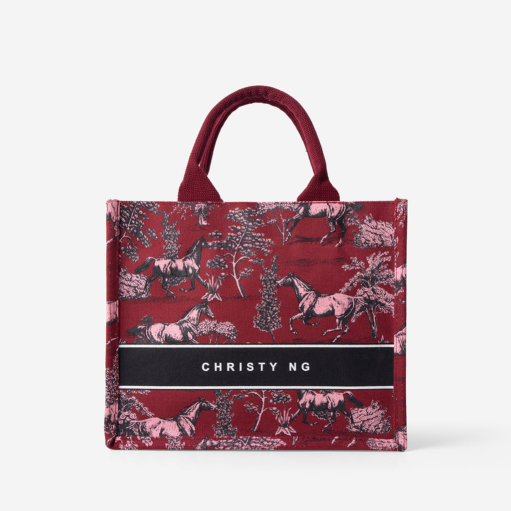Toile Horse Mini Canvas Tote - Red