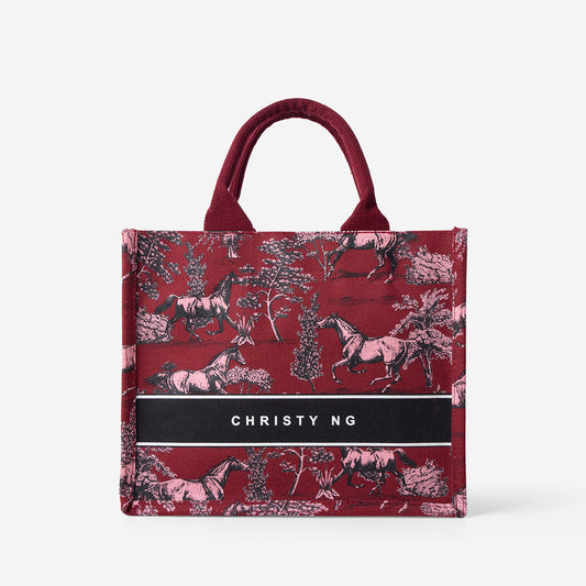 Toile Horse Mini Canvas Tote - Red