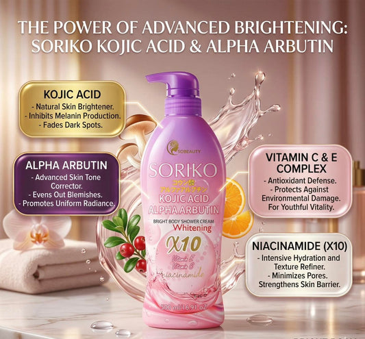 Soriko Kojic Acid Alpha Arbutin Bright Body Shower Cream 500ml