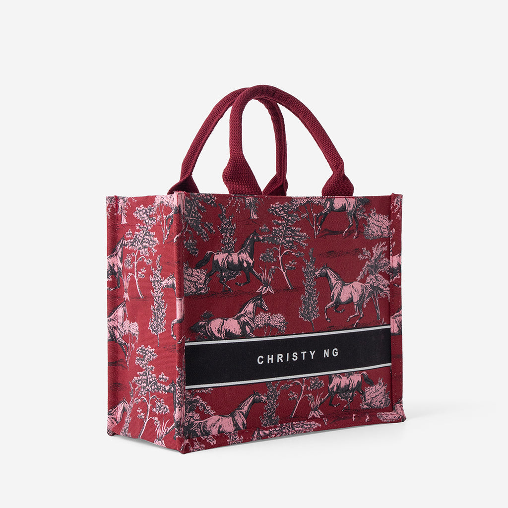 Toile Horse Mini Canvas Tote - Red