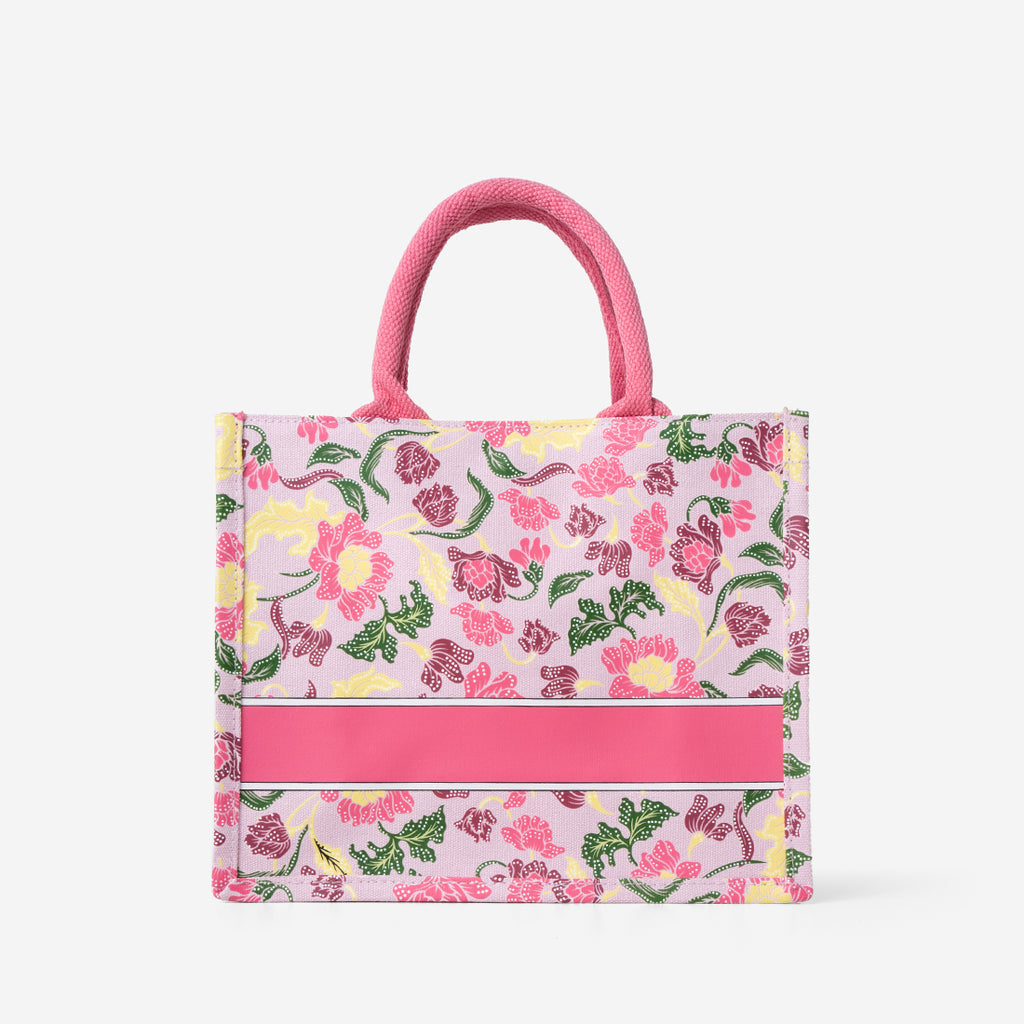 Floral Batik Mini Canvas Tote - Pink