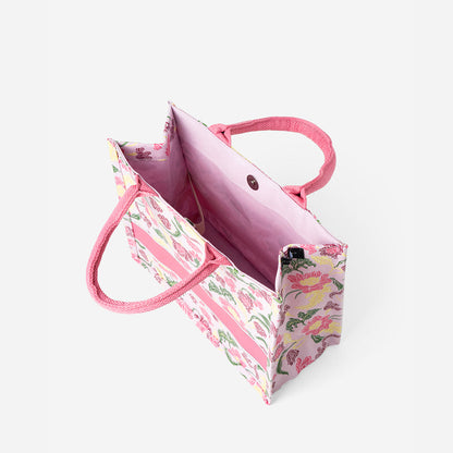 Floral Batik Mini Canvas Tote - Pink