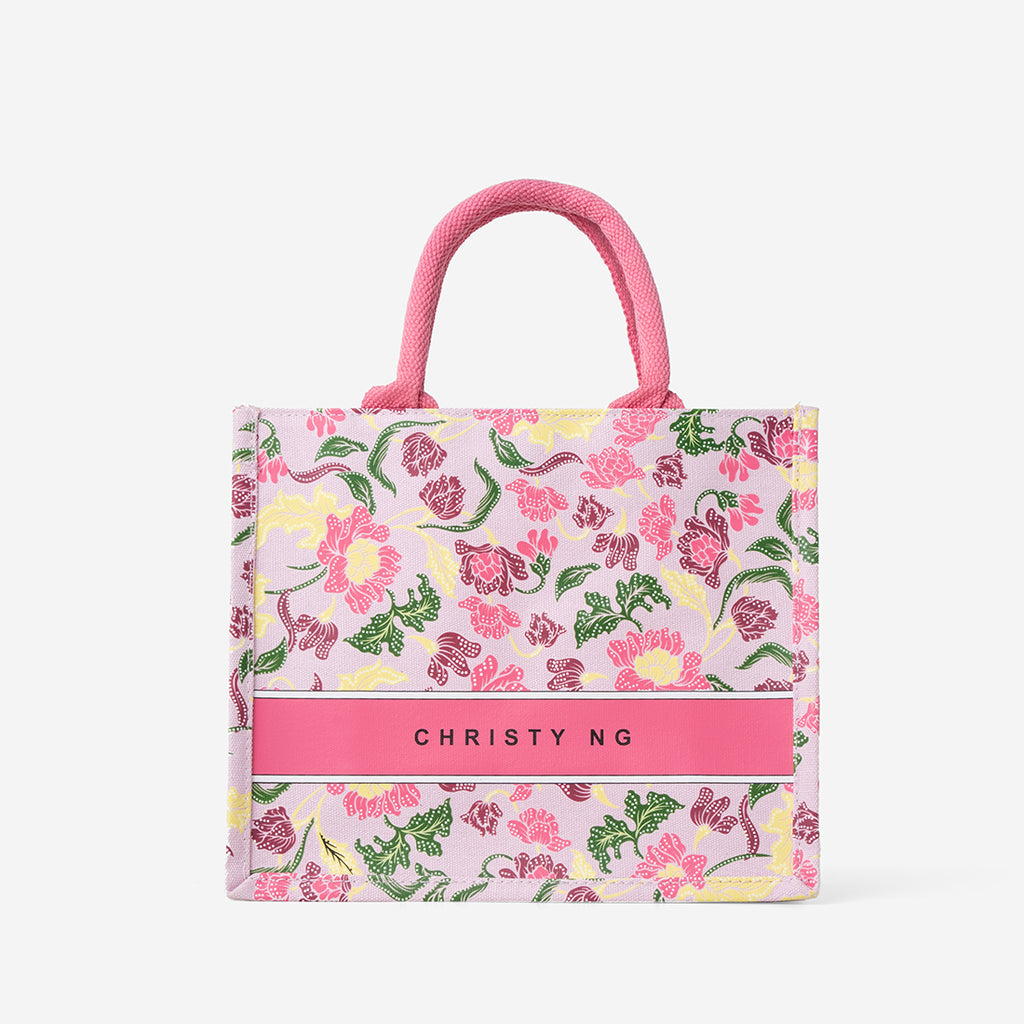 Floral Batik Mini Canvas Tote - Pink