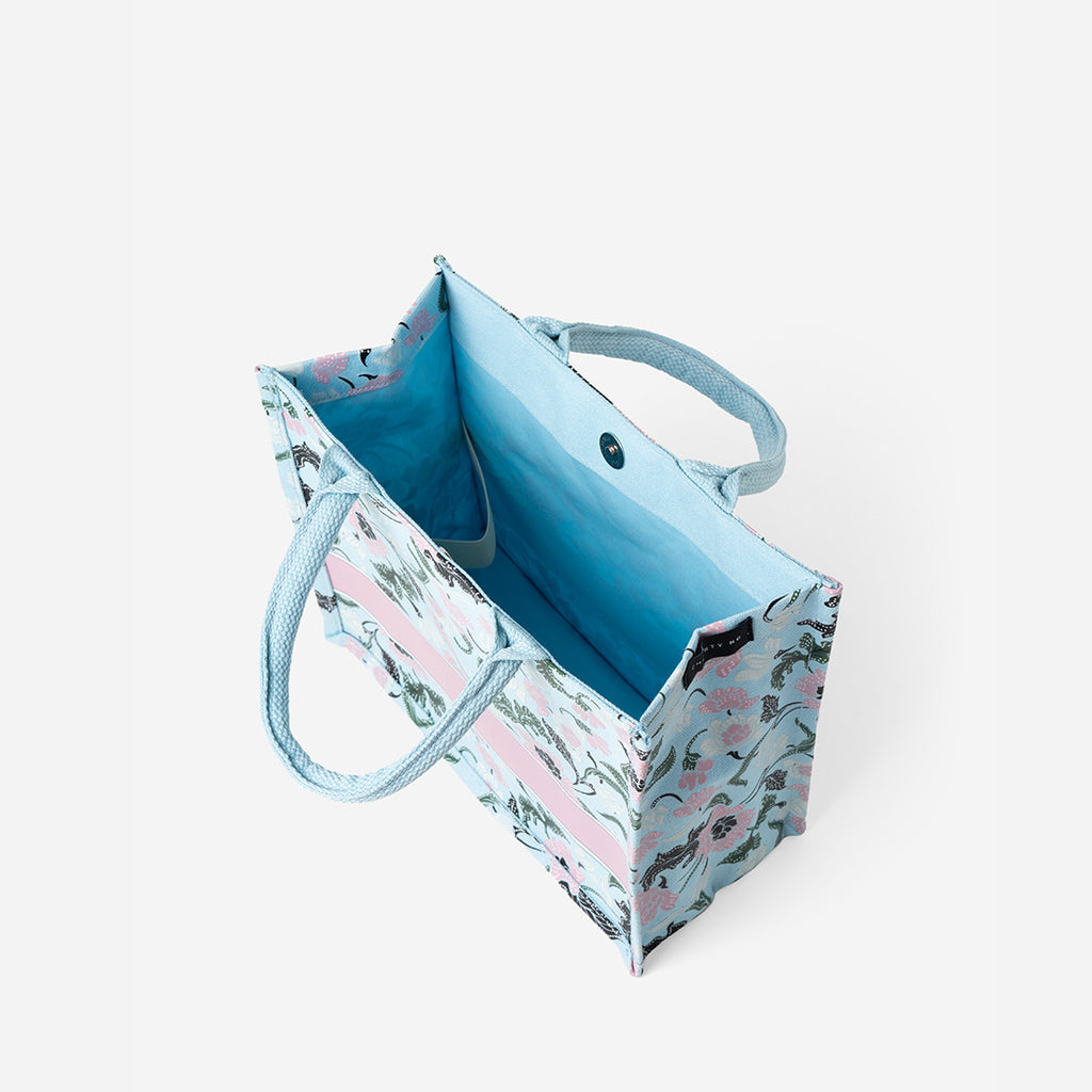 Floral Batik Mini Canvas Tote - Baby Blue