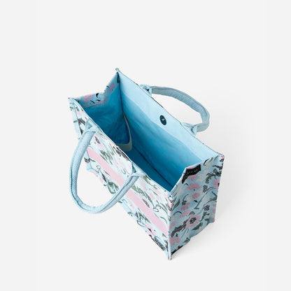 Floral Batik Mini Canvas Tote - Baby Blue