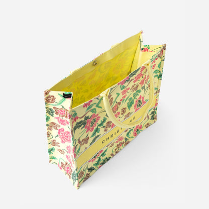 Floral Batik Large Canvas Tote - Yellow